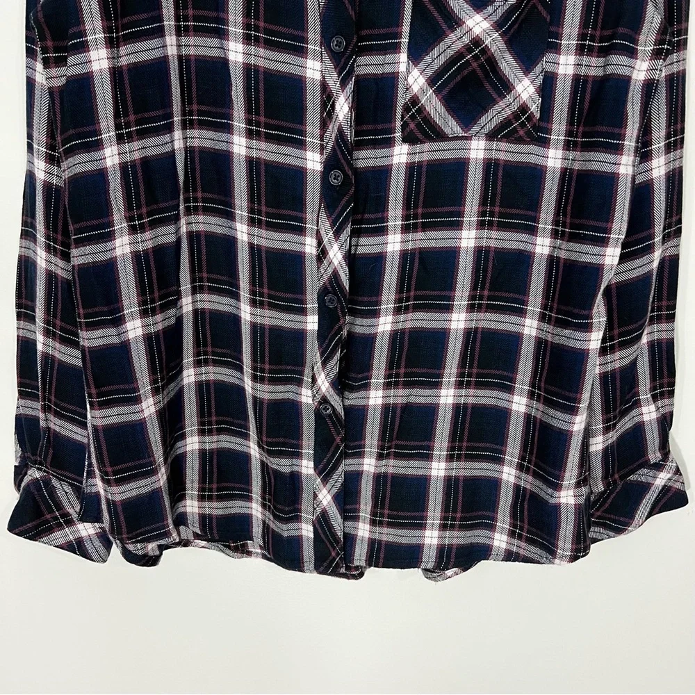 Rails Hunter Plaid Navy Black White Pink Buttondown Shirt Size Large - Picture 3 of 7